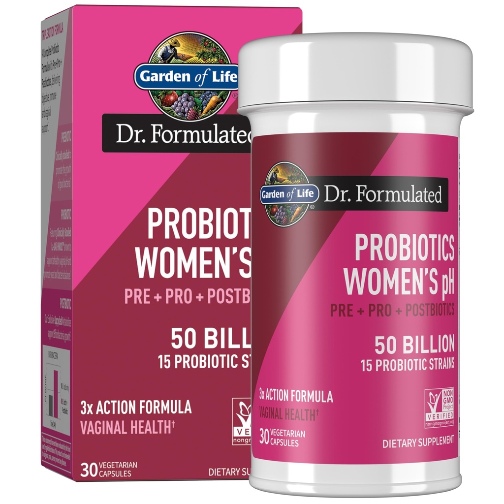 Gradina de viata Dr Formulat o dată pe zi 3-in-1 Prebiotice complete, Postbiotice si Probiotice pentru femei, PRE + PRO + POSTBIOTIC Supliment pentru femei 