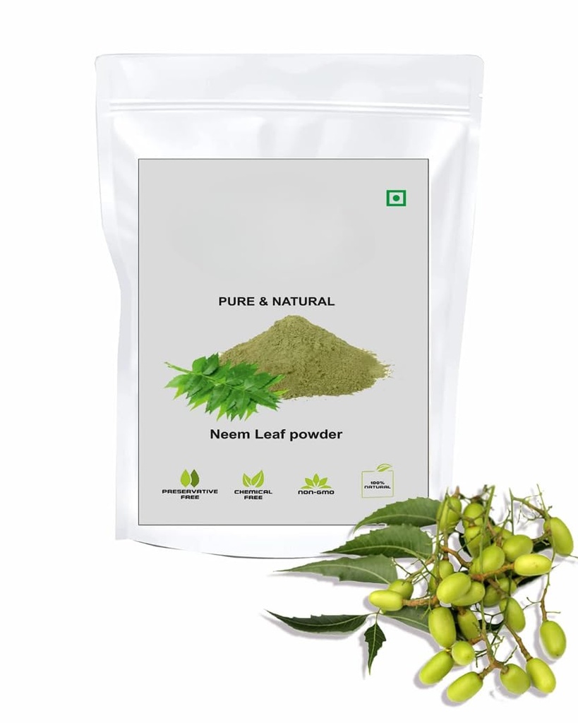 Pure Neem pulbere frunze pentru a mânca și bea, piele și păr nutriție, deshidratare, Events Skin Tone, Acnee, cosuri / Par mai gros și mai puternic - 200 Gram