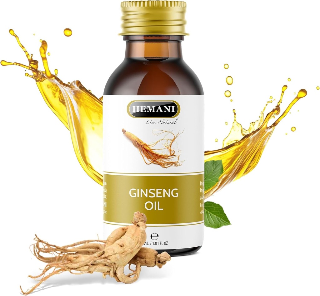 Hemani Ginseng ulei 30ml, acete de Ginseng, 100% Natural Herbal Ginseng Serum pentru parul si ingrijirea pielii, Premium Ginseng ulei pentru hrănirea si revitalizarea parului si a pielii