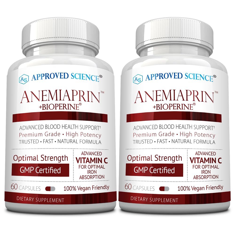 Stiinta aprobata Anemiaprin - fier absorbant, vitamina C - Blind pe stomac - 120 capsule - 2 luni de aprovizionare - non-GMO, Vegan