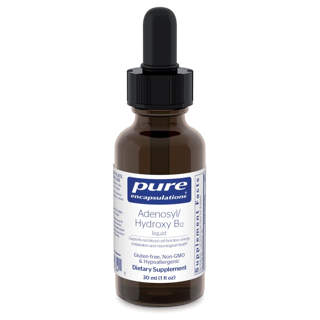 Pure Encapsulations Adenosyl/Hidroxy B12 Lichid 30 ml - Sprijină Energie Metabolism & Neurological Health* - pentru Brain Support* - Gluten Free - Vegan - 1 Fl Oz