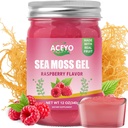 ACEYO (12 OZ) Irish Sea Moss Gel Organic Raw Vegan Aroma de zmeura 102 Vitamine si Minerale Wild Harvested Non-GMO Immune Defense Booster tiroida suport digestiv