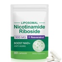 Supliment NAD, NAD+ Nicotinamidă Ribozidă Resveratrol 900 mg, Supliment alimentar pentru funcţie celulară sănătoasă, NAD+ Combustibili Cellular Defense and Ctivates Anti-Aging Genes 80 Capsule