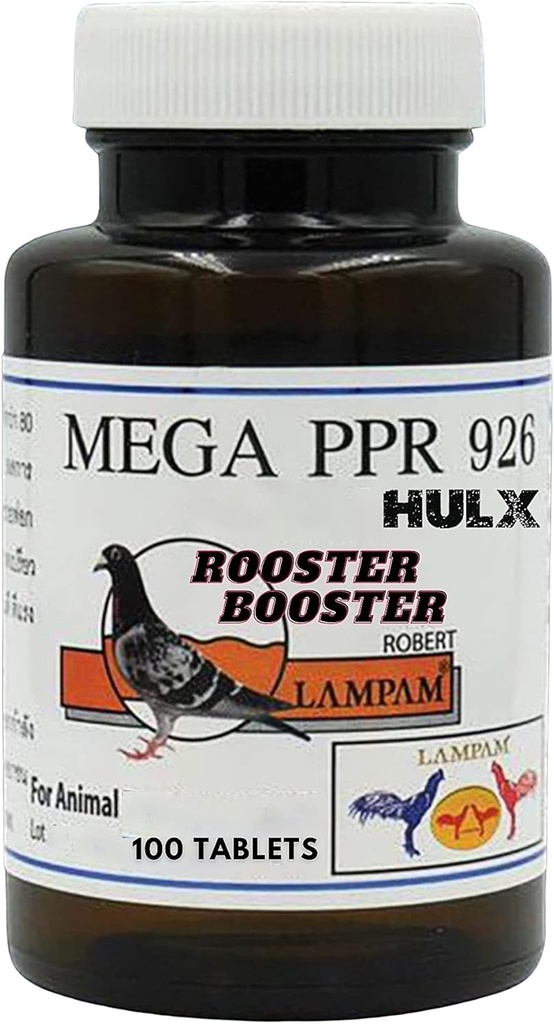 HULX MEGA PPR 926 100 Tablete, Rooster Booster Vitamine Sănătate Suplimentul de pui Vitamina B Complex & 80 Tip Extract de plante suport sânge, Endurance Energy Hrănire putere Pasăre Hen alimente