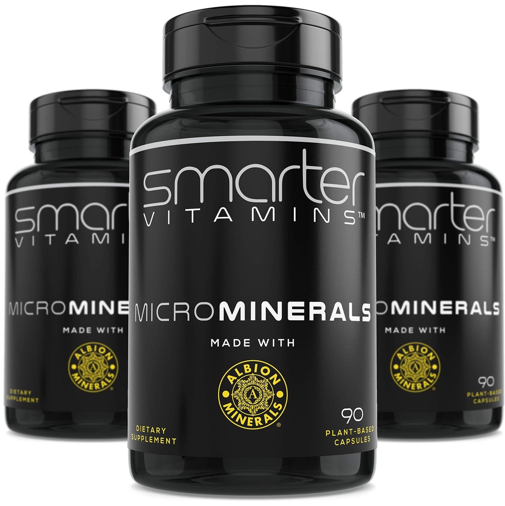 (3 Sticle) 15 mg Glicinat de zinc de la Albion® 6 Essential Trace Biglicinat Minerale, Mangan, Boron, Crom, Seleniu, Molibden Supliment 90 Capsule Vegan cu bază de plante