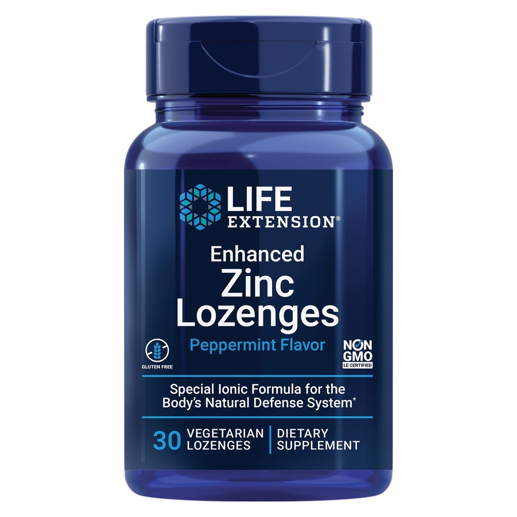 Extensie de viață Lozenge de zinc îmbunătățit, acetat de zinc, suport imun optim, răspuns imun puternic, zinc ionic, non-GMO, gluten-free, vegetarian, 30 de lozenges
