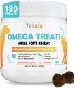 180 Chews Omega 3 pentru câini și pisici - cu Krill - Skin and Coat Supplement - Dry & Itchy Skin Relief - Alergie Relief - Haine strălucitoare - Fără vărsare - EPA & DHA, vitamine și minerale - Aroma de pui