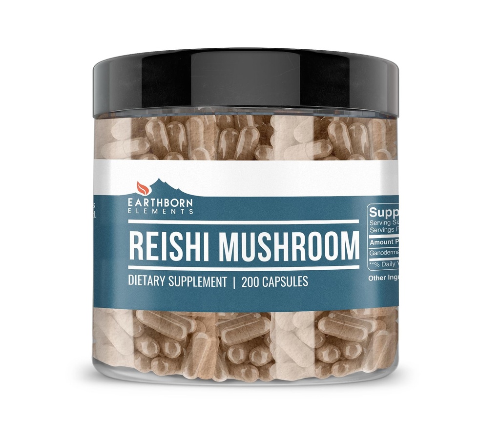 Elemente pământene Reishi ciuperci 200 capsule, pur și nediluat, fără aditivi