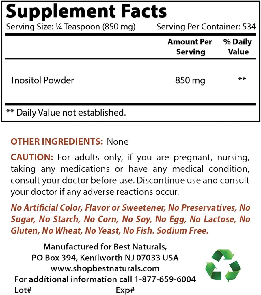 Cel mai bun Naturals Inositol pulbere 1 Lb & L- Theanine 200mg