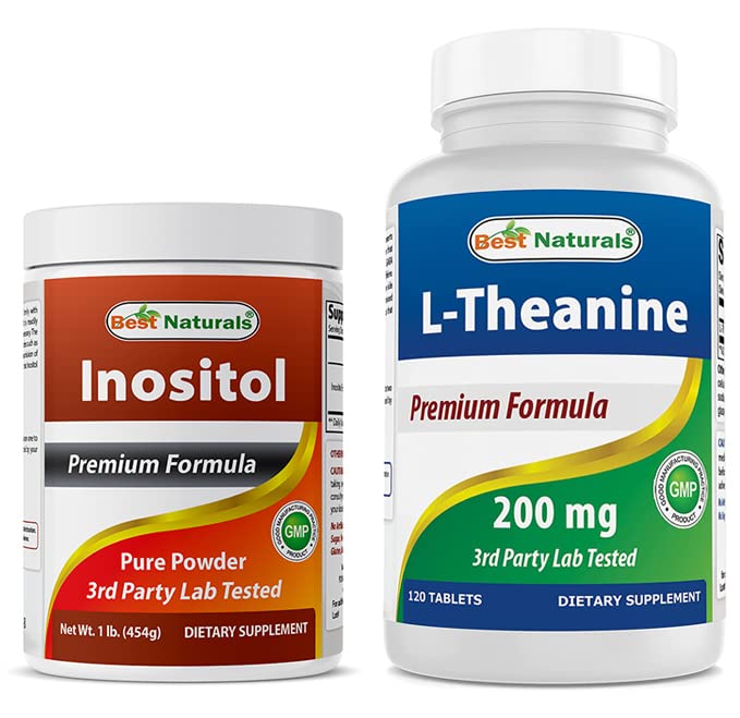 Cel mai bun Naturals Inositol pulbere 1 Lb & L- Theanine 200mg