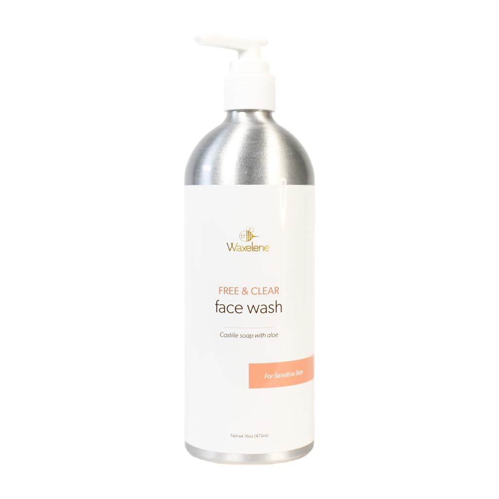 Waxelene Face Wash, Free And Clear, Home Size, 16oz, 475ml, For Sensitive Skin Safe, eczema, psoriasis, dermatitis, biodegradable, reef safe