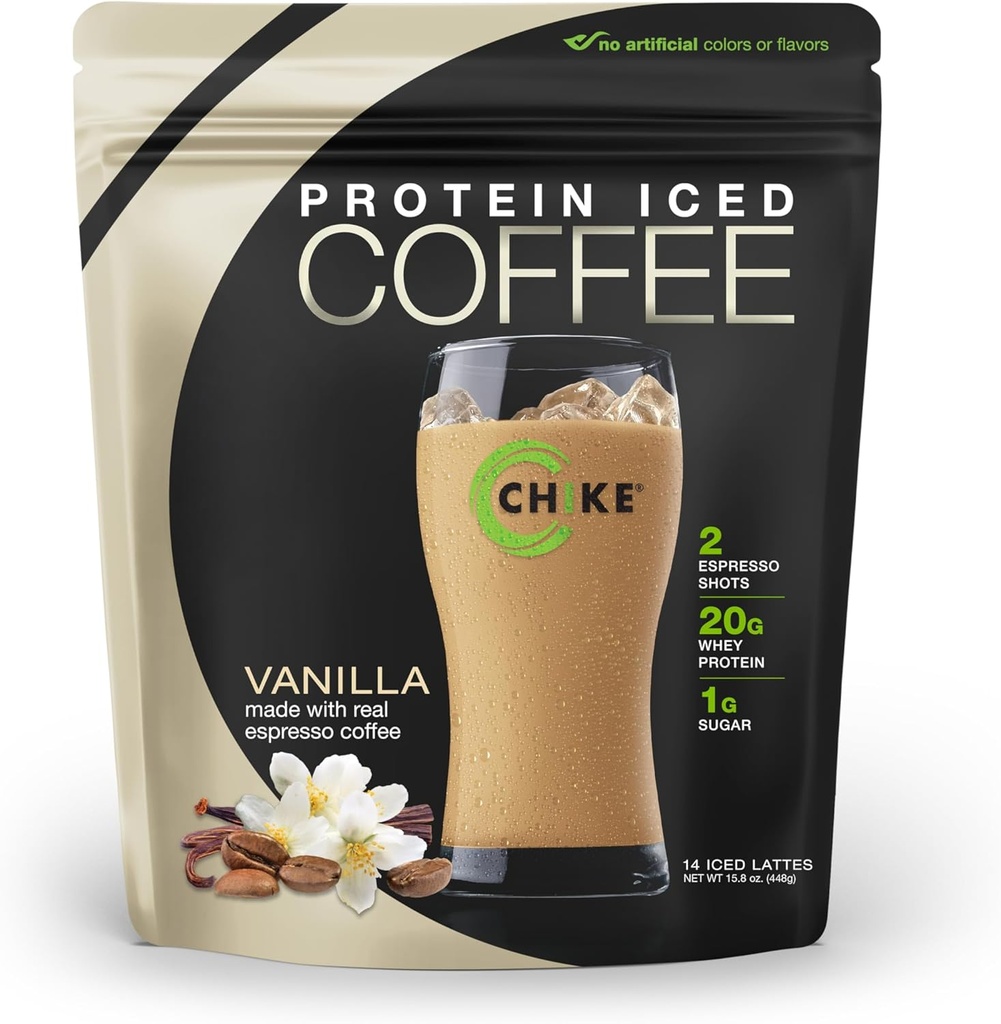 Chike Vanilla High Proteine Iced Coffee, 20 G Proteine, 2 Shots Espresso, 1 G Zahăr, Keto Friendly și Gluten Free, 14 Serviri (15,8 Ounce)