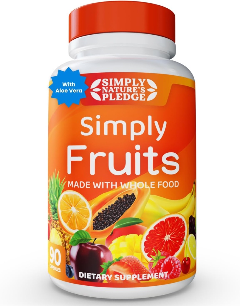 Doar promisiunea naturii - 90 capsule de fructe - Made with Whole Food Superfoods, Packed with 25 Different Fruits - 100% Soy Free