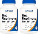 Picolinat de zinc Nutricost 50mg, 240 Capsule vegetariene (2 flacoane) - Gluten gratuit și non-GMO