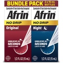 Afrin No Drip Original + Night Nasal Mist Bundle Pack, Non-Drowsy, Fast-Action Decongestant for Nasal Congestion and Sinus Pressure Relief, Adulți și copii 6 și mai în vârstă, .5 fl oz (Pachet de 2)