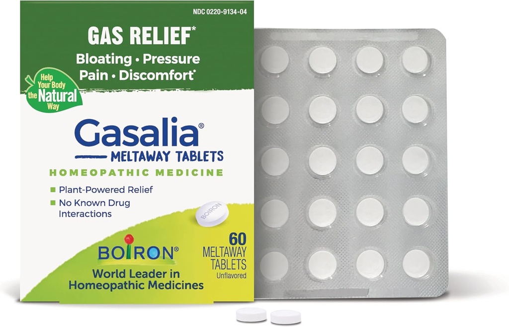 Boiron Gasalia comprimate pentru eliberarea de presiune gaz, durere abdominală, balonare, și Discomfort - 60 Conte