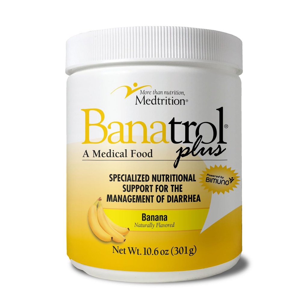 Banatrol® Anti-Diarecul natural cu prebiotice, Relief de diaree cronică, IBS, Diaree recurentă, Alimente medicale susţinute clinic, Neconsacrare, 28 Serviri (Banana)