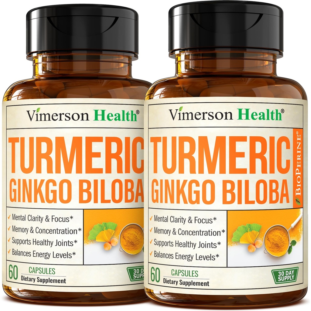 Ginkgo Biloba și Curcumin Turmeric Supliment w/Black Pepper & Organic Tumeric 