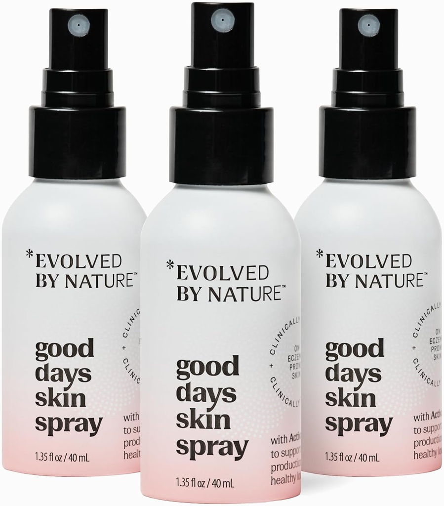 Evolved by nature Body Spray & Face Mist for Eczema-provocate de piele, Good Days Skin Spray, 3 Pack, Clinical Proven Body & Facial Spray, Helps Reduce iritation & Redness of Dry & Sensibile Skin