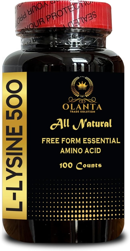 L-LYSINE 500 - L-Lysine Supliment pentru sanatatea ochilor Colagen de îngrijire a buzelor Sinteza si suport imunitar, Putere mare Essential Amino Acid, Liza zilnica - 1 flacon 100 Conte
