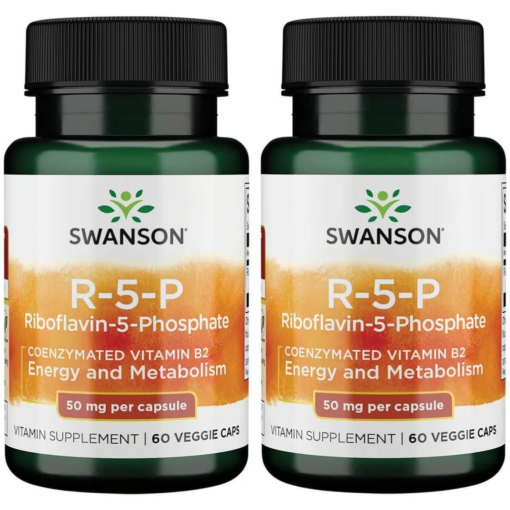Swanson R-5-P Riboflavin-5-Phosphate Vitamin B2, 60 Capsules, 2 Pack