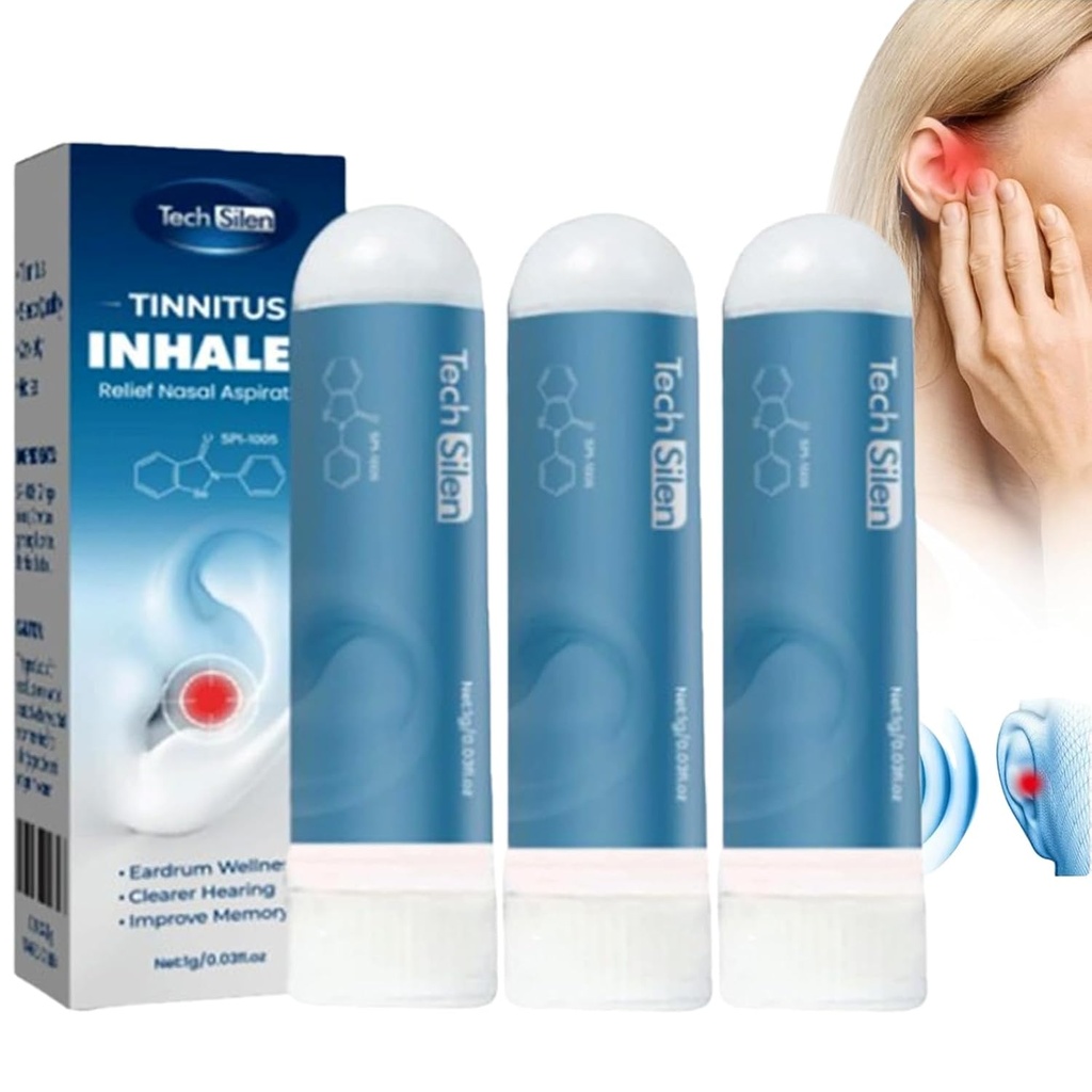 Techsilen pentru tinitus, Techsilen Tinitus Inhaler, Tinitus Inhaler, Tinitus Relief pentru urechi inelare, Echoease Tinitus Inhalator (3 buc)