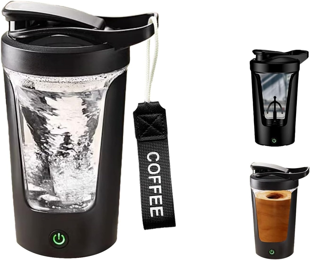Electric Proteine Shaker Sticla, Cupa Mixer portabil, USB C Reîncărcabil, BPA-Free Tritan, 450ml/16oz, 500mAh, pentru Shakes Smooth