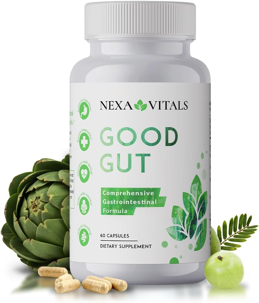 Bun curaj - Digestie Suport plante pentru a restabili sanatatea Gut - Promoveaza miscarile sanatoase ale intestinului, Reduceti Bloating & Boost GI Motility w/Triphala & Extract de Anghinare - 60 capsule