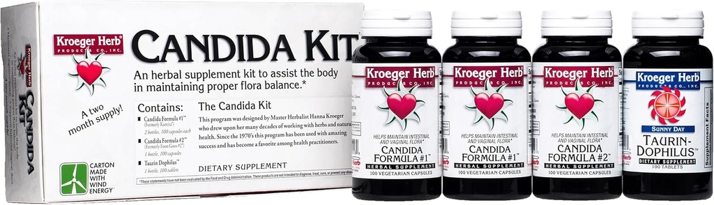 Kroeger Herb Produse, Kit de sprijin Candida, Digestive Supliment nutritional, Sanatate gutoasa, Functie intestinala optima, Non-GMO, Gluten gratuit, Nu Conservanti, Made in USA