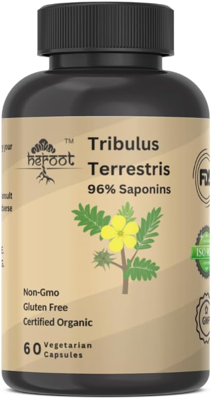 Tribulus Terrestris Supliment pentru bărbaţi şi femei Supliment Booster pentru energie, Vitalitate, Rezistenţă & Performanţă (Pachet de 60 Capsule)