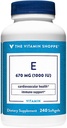 Vitamina Shoppe Vitamina E 1000UI - Sursa naturală, sprijină sistemul cardiovascular sănătos, sănătatea imună și sănătatea ochilor - O dată pe zi (240 Softgels)
