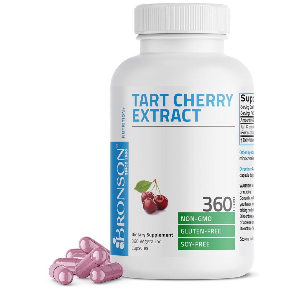 Bronson Tart Extract de cireşe 2500 mg Capsule vegetariene cu antioxidanţi şi flavanoizi Non-GMO, 360 Conte
