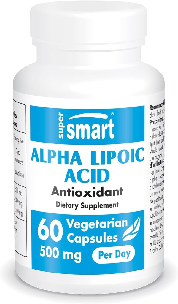 Supersmart - Alpha Acid lipoic 500mg pe zi - Antioxidant universal de înaltă potenţă - Supliment ALA 