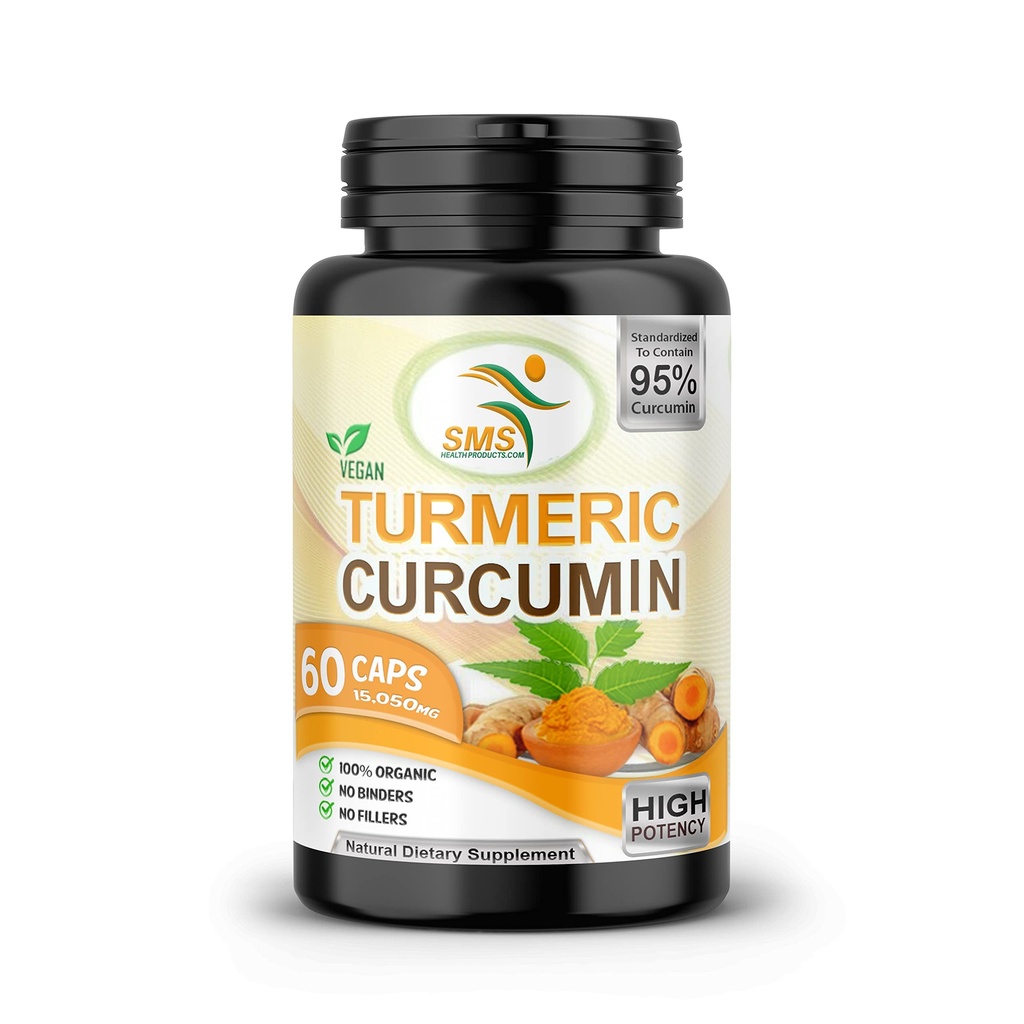 Curcumină pur turmerică 1000 mg Extract negru de piper 95% CURCUMINOIDS, Non OMG, Absorbţie crescută, Gluten gratuit, 500 mg 60 Capsule vegetale