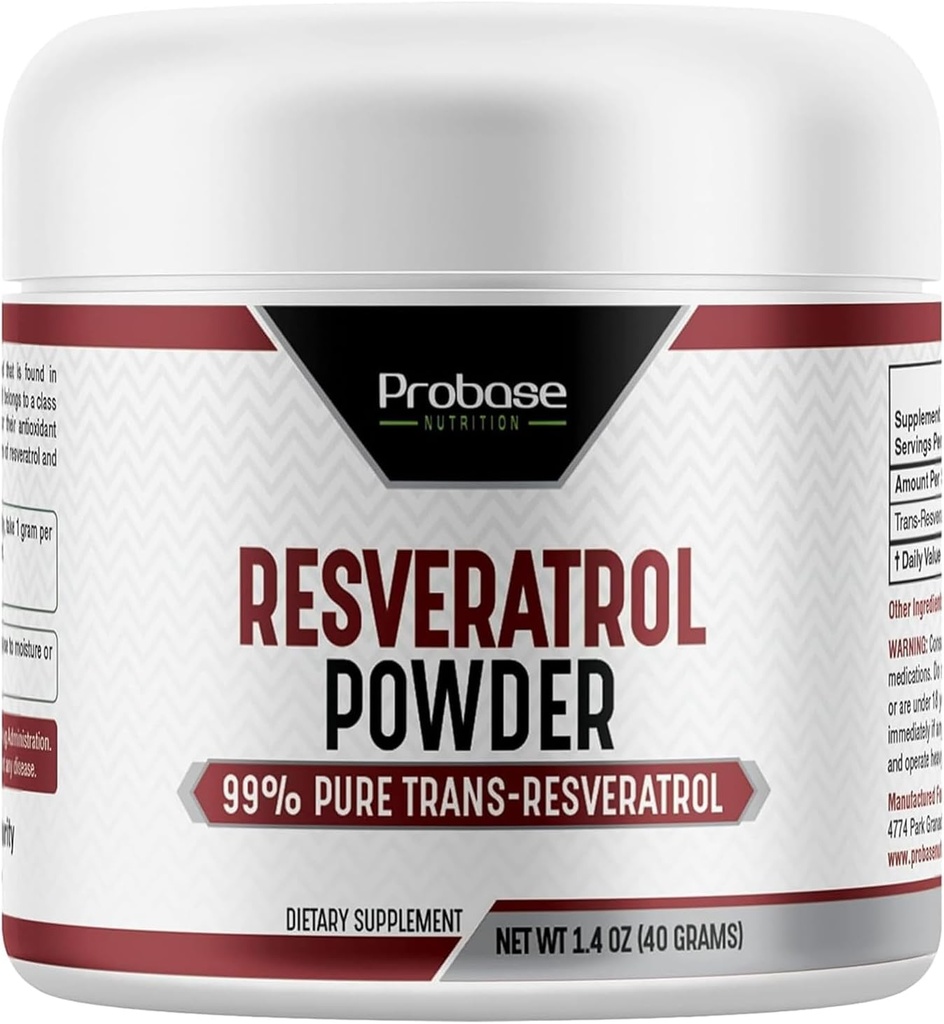 Proba de nutriție Trans Resveratrol Supliment, pulbere Resveratrol de înaltă puritate pentru suport de vârstă, 40 de zile de aprovizionare, 40 de grame