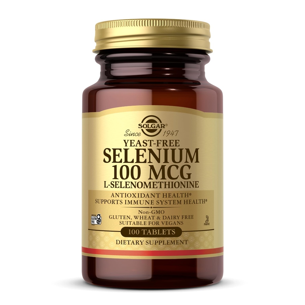 Seleniu Solgar-Free 100 mcg - 100 comprimate - Sprijină antioxidant și sistemul imunitar de sănătate - non-GMO, gluten gratuit, lactate gratuit, Kosher - 100 Serviri