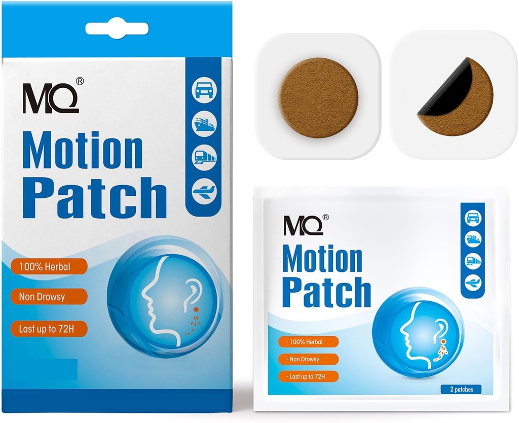 MQ Motion Sickness Patch,40 Count,Non Drowsy Sea Sickness patch-uri în spatele urechii pentru Cruise Ship Travel, Waterproof Car Sick Patches Rapid Acting & Long Last 72H