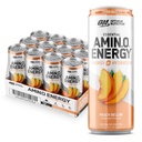 Optimum Nutrition Amino Energy Sparkling Hydration Drink, Electroliti, Cafeina, Amino Acids, BCAAs, Sugar Free, Peach Bellini, 12 Fl Oz, 12 Pack (Packaging May Vary)