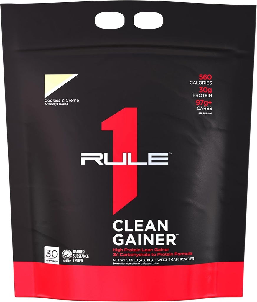 Regula 1 Gainer curat - Formula de mare-proteină Lean Gain cu 560 calorii, 30g de proteine Full-Spectru, peste 90g carbohidrați, sub 6g de grăsime (30 Servings, Cookies & Crème)