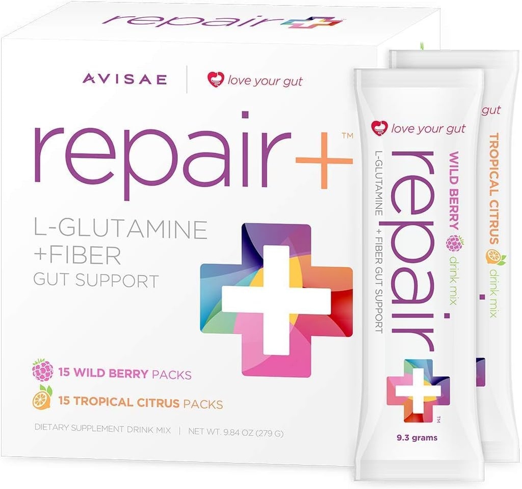 Reparație + l-glutamină + Fiber 30 Stick Packs Love Your Gut! Avisae Optimall Nutrition Reparation+ l-glutamina + Fiber Drink