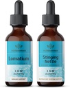 HERBAMAMA Herbal Liquid Drops Kit - Bundle of Lomatium Root Extras and Stinging Nettle Tincture 2 fl oz - Vegan, Non-GMO, Sugar & Alcohol-Free - 2 Pack