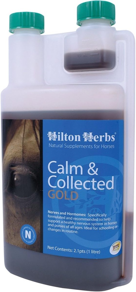 Hilton Herbs Calm și Colectat de aur supliment de plante lichide pentru cai nervos / agitat, 2.1pt flacon