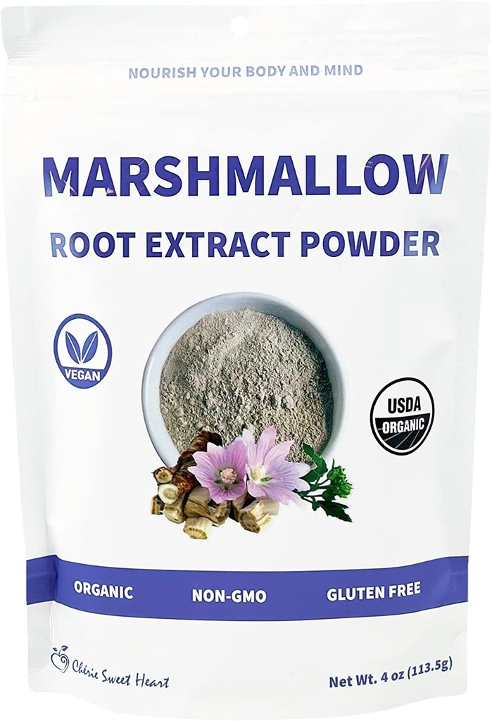 Chérie Sweet Heart USDA Organic Marshmallow Root Powder, Filler Free, Tradiţional Used, Fără OMG-uri, Vegan Friendly, 4 Ounces