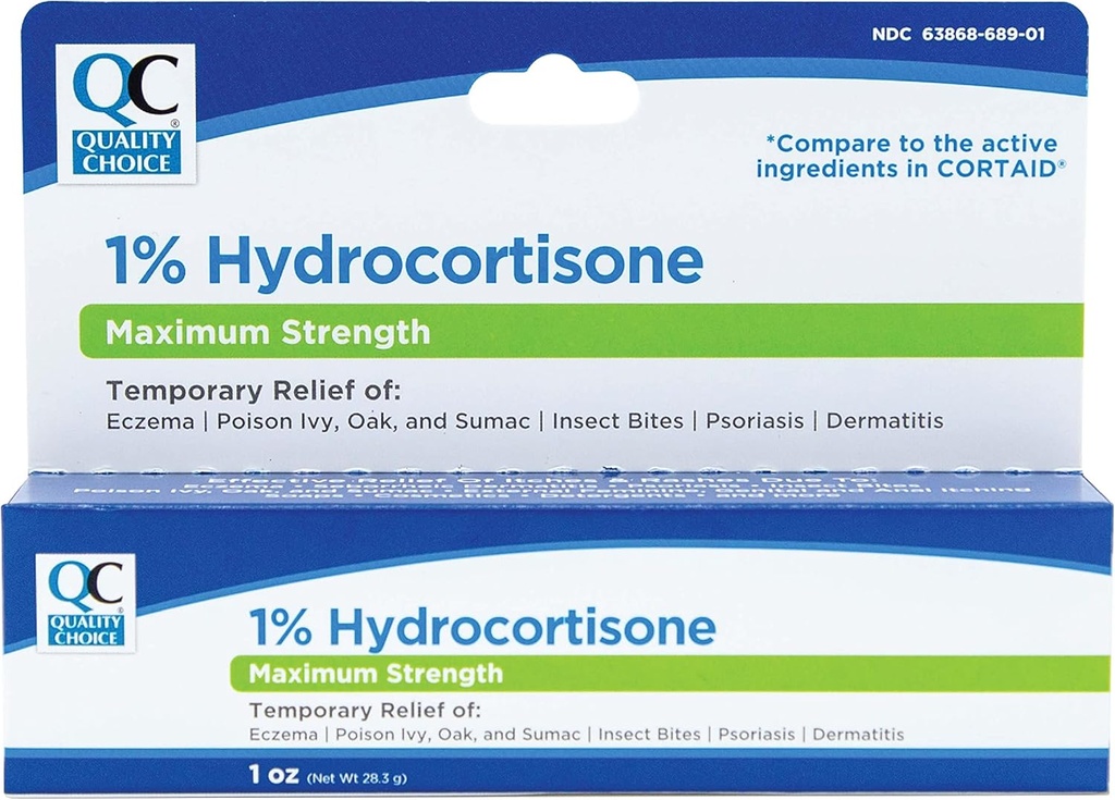 Alegerea calității 1% Hidrocortizon Cream Putere maximă 1 Oz (Compară cu CORTAID Max Putere) (Pachet de 1)