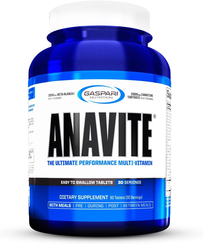 Gazpari Nutrition Anavite, Sporturi Multi-Vitamina cu Aminoacidi, Beta-Alanină și L-Carnitina, Performanță îmbunătățită și recuperare (Nou dimensiune mai mică, 30 Serviri)
