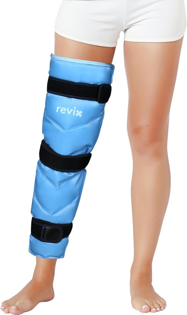 REVIX picior plin pachet de gheață Wrap în jurul întregului picior, reutilizabil Gel Cold Wrap pentru Hip, Thigh și genunchi, moale rece Compress Ice Pack Maneca cu 3 benzi