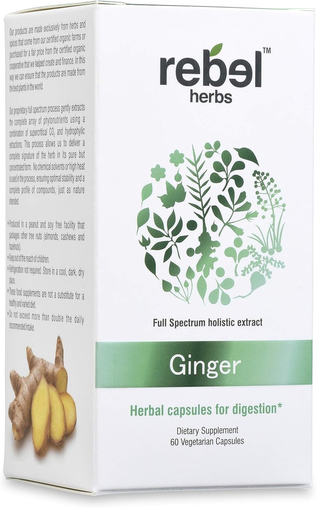 Capsule de ghimbir Rebel Extract dual puternic, non-GMO, gluten fără rădăcini de ghimbir (Rhizome) Extract