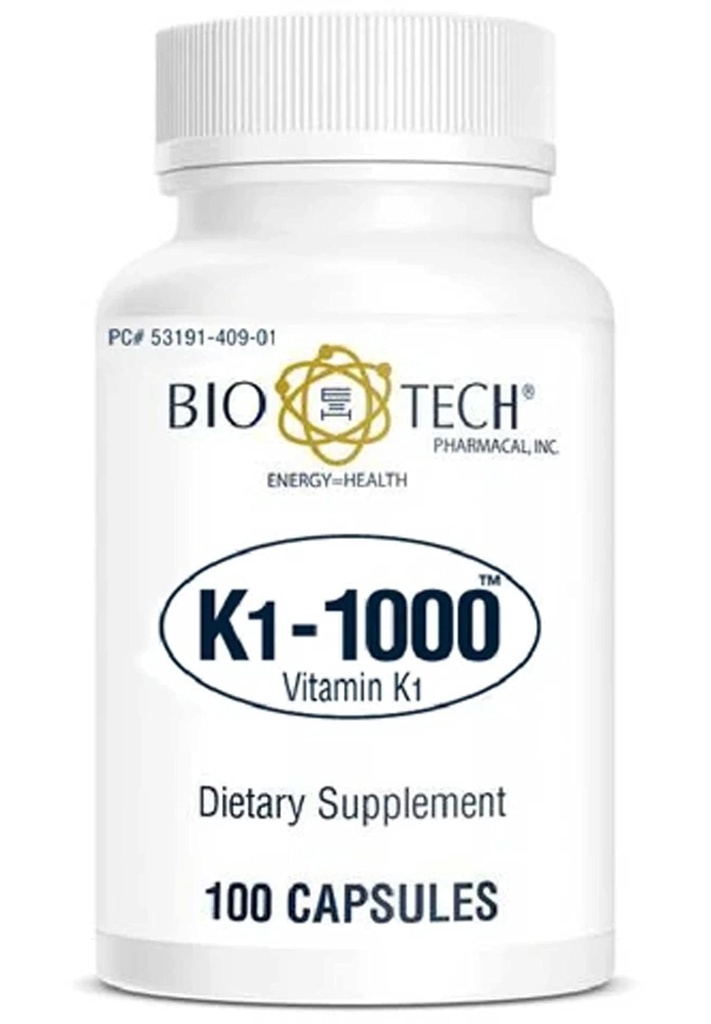 K1- 1000 (Vitamina K1) 100 capsule - 3 cutii - Bio- Tech Pharmacal