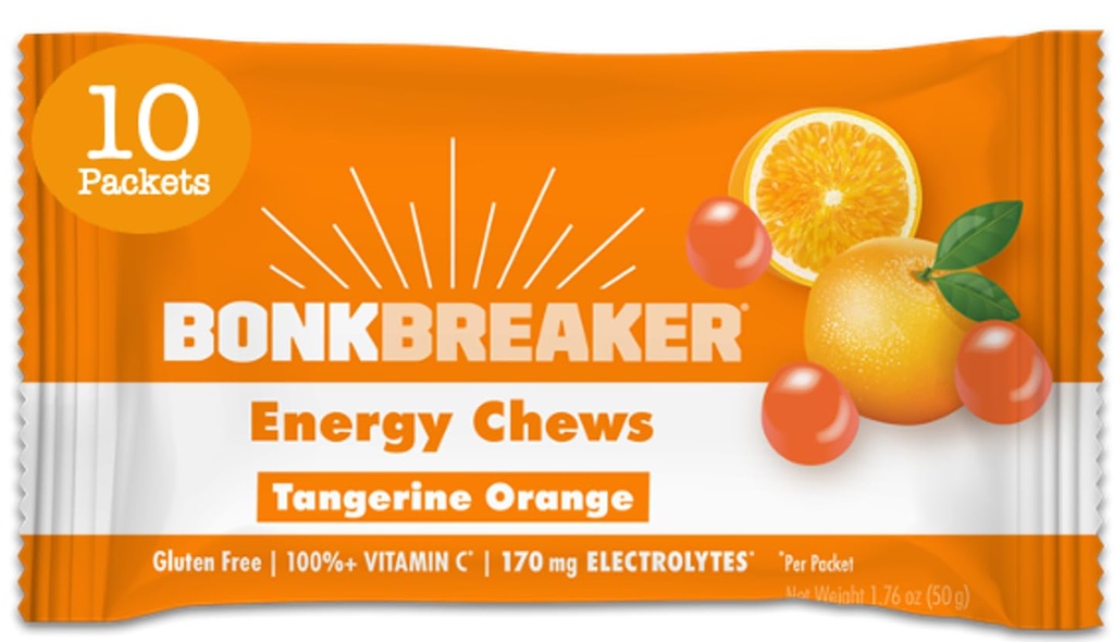 Bonk breaker energie Chews, lactate-free, gluten-free ingrediente pentru a oferi energie rapidă și focus, 1 cutie de 10 pachete, mandarine portocaliu