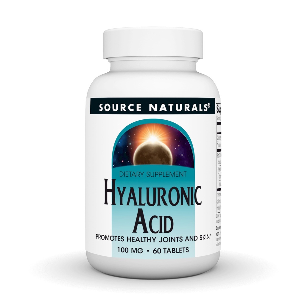 Sursa Naturals Acid hialuronic, promovează articulații sănătoase și piele*, 100mg - 60 comprimate